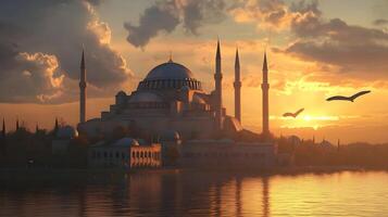 Hagia Sophia in Golden Light, A Symbol of History photo