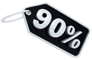 90 por ciento plata oferta etiqueta en 3d png