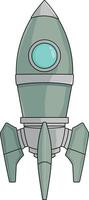 Rocket drawing with black outline without background vector