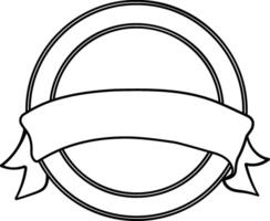 black round badge with ribbon without background vector