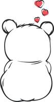 cute bear with red hearts without background vector