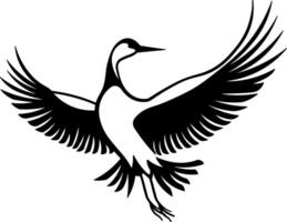 black silhouette of a stork without background vector