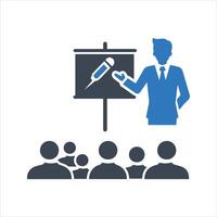 Lecturer or public speaker icon. Tribune presentation. Speaker, Presentation icon vector