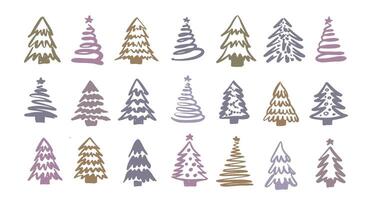 Christmas tree pattern on white background, Hand drawn illustrations. vector