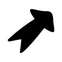 lack silhouette of an arrow, drawn in a doodle style, pointing up. vector