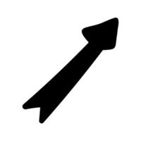 Elegant black silhouette arrow, drawn to indicate upward-right flow vector