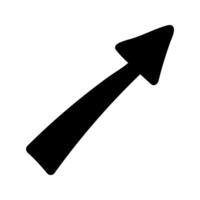 Unique doodle of a black arrow, showcasing upward and right movement vector
