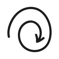 Thin line arrow turn in spiral shape doodle element vector