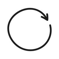 Thin line arrow turn in circle doodle element vector