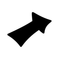Black arrow silhouette, doodled with an upward and rightward tilt vector