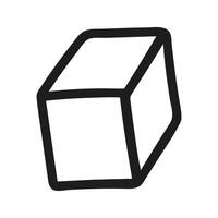 Simple cube sugar or ice for menu design, geometric shape. Hand drawn doodle illustration. vector