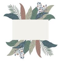 Greeting card with stylized leaves. boho style. vector
