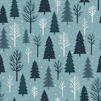 Seamless pattern on a winter theme. Trees and fir trees, winter forest. vector