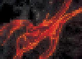 A hand made of squares and circles is shown in red vector