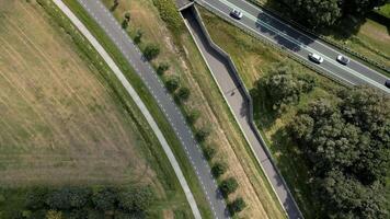 Aerial view of a highway with a tunnel video