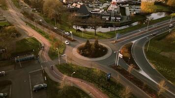 Aerial view of a roundabout in the netherlands video