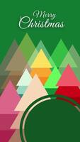 Vertical of various color christmas tree with green background for greeting copy space video
