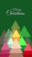 Vertical of various color christmas tree with green backgorund for greeting copy space video