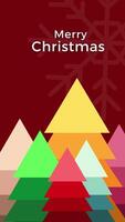 Vertical of various color christmas tree with red background for greeting copy space video
