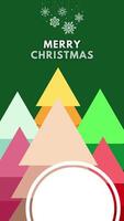 Vertical of various color christmas tree with green background for greeting copy space, simple concept video