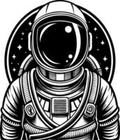 Astronaut in cosmos. Black cosmonaut in helmet. Cosmos and galaxy journey. Space adventure and exploration vector