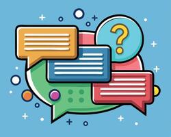 Chatting bubble with answer and question. Flat chat icon illustration. Internet information. Business comment speech. Alarm or discussion button vector