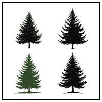 Evergreen tree silhouette set clipart vector