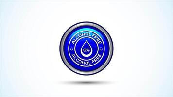 Alcohol Free Icon Design Animation, No Alcohol Sign, Blue Color Round Button Design video