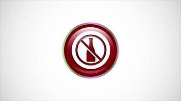 Alcohol Free Icon Design Animation, No Alcohol Sign, Red Color Button video