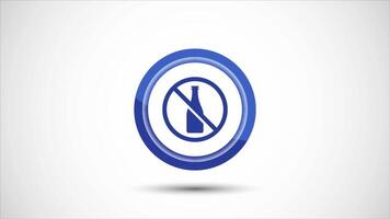 Alcohol Free Icon Design Animation, No Alcohol Sign, Blue Color Button Design video