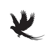 Silhouette of a bird in flight with wings spread wide on a white background vector