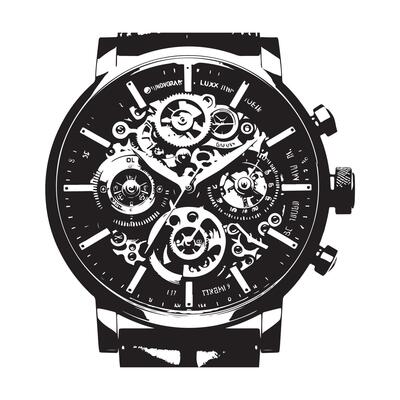 Analog wristwatch, ideal for luxury brand silhouette on white background