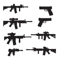 Assault rifle silhouette set on a white background vector