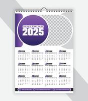 Modern calendar 2025 design template. Wall calendar 2025 year design vector