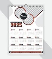 2025 Modern One Page wall calendar template design vector