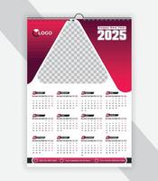 Modern wall calendar 2025 creative and colorful One page calendar design template vector