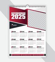 Modern calendar 2025 design template. Wall calendar 2025 year design vector