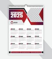 2025 Modern One Page wall calendar template design vector