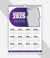 2025 One Page Wall Calendar Design Template vector