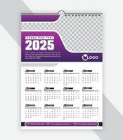 Modern 2025 One Page wall Calendar Design Template vector