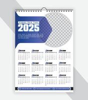 Modern wall calendar 2025 creative and colorful One page calendar design template vector