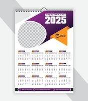 corporate business one page wall calendar 2025 design x happy new year single page wall calendar design template vector