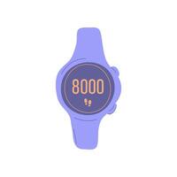Smartwatch device cartoon style, active lifestyle. Tracker steps illustration vector