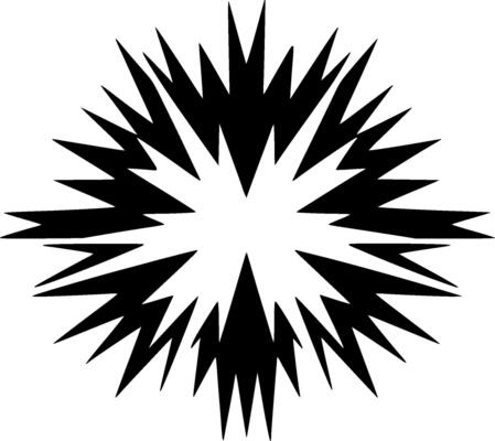 A black and white starburst design