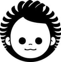 A black and white image of a boy's face vector