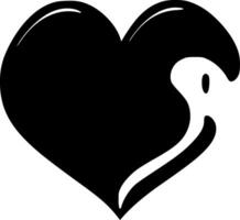 A black and white heart with a white bird in it vector