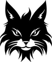 A black and white cat head with a long tail vector