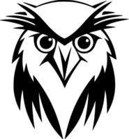 An owl head with large eyes and long beak vector