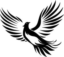 A black and white bird with wings spread vector