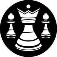 Chess pieces and a king in a black circle vector